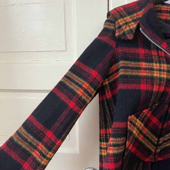 Plaid Short Hooded Jacket Vintage Coat - Picture 6 of 6
